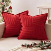 Bohemia Cushion Cover 45x45cm Christmas Corduroy Throw Pillow Covers Boho Decorative Soft Pillowcase Striped Texture For Sofa 45x45cm 1pcs red