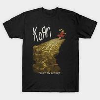 Men Black Print T-shirt Korn No-Cut Transfer Paper Print Cotton Tshirt S juoda