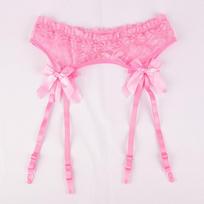 Pink Red White Black Lace Bow Wedding Garters Women Sexy Thin Transparent Garters Suspender Belt For Thigh High Stockings One Size pink