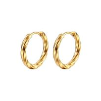2Pcs Stainless Steel Twisted Spiral Fine Needle Small Hoop Earrings For Women Ear Bone Buckle Round Circle Earrings Gifts