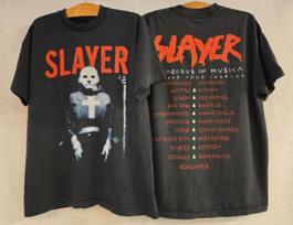Vintage Slayer Diabolus In Musica 1998-99 World Tour Band Sz.L T-Shirt REPRINT XXXL