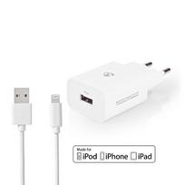 Nedis Netzladegerät 12 W 1x 2.4 A A - Anzahl der Ausgänge: 1, USB-A, Lightning 8-Pin (Lose) Kabelis, Single Voltage Output