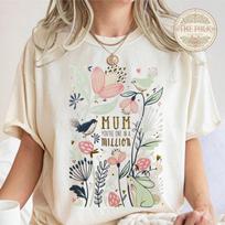 Mum You're One in a Million Shirt, Cute Floral Mother's Day Gift, Aesthetic Mum Birthday Tshirt, Comfort Colors Motherhood Tee, Gift for Mom M