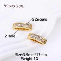 2/3 Holes Oval Separators For Beads 18K Gold Plated Inlaid Zircon Beads Separators Jewelry Making Supplies DIY Beading Jewellery 2 Pieces