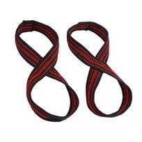 Direct Thicken Durable Wrist Cuffs Figure 8 Straps Gym Weightlifting Straps for Sports Pull-ups Weight Lifting raudona