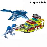 Jurassic Dinosaur Building Blocks, Mosasaurus & Spinosaurus Escape Ship Set, Educational Construction Toys for Kids NO BOX