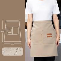 Short Half Apron Waterproof Waiter Uniform Kitchen Staff Apron  for Men Women style2-khaki