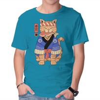 Unisex Crew Neck T-Shirt Sushi Meowster! Graphic Short Sleeve Casual Tee S