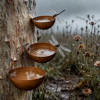 Hanging Drinking Cup Bird Feeder Ornament – Rustic 3‑Tier Cascading Bowl Set,Relaxing Bird Bath Feeder,Decorative Tiered Stat( Set) One Size