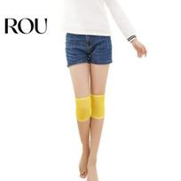 All-match Thermal Knee Sleeve Brace Pad Women Plain Leg Warmer Protector geltona