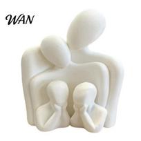Family Figurine of 4 Sculpture Abstract Persons Modern Minimalist Home Decoration Statue for Office Living Room Bookshelf Mantel TV Cabinets balta