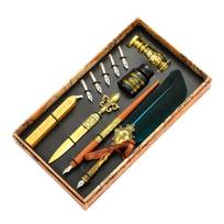 European Style Alloy Vintage Feather Pen Set Fountain Dip Feather Pen Set