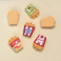 3D Popcorn Resin Panic Accessory Cute Food Charms Popcorn Cabochon Decor Part Jewelry Findings & Components about 24*18mm-100pcs/bag