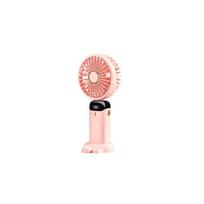 USB Rechargeable Mini Hand-held Fan Portable Folding Desk Fan with LED Display 18.8 x 9 x 4.65 cm - Pink
