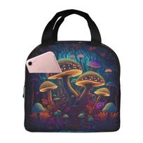 Forest Colorful Mushrooms Pattern Insulated Lunch Box Leak-proof Thermal Cooler Lunch Bag for Men Women Kids Work Trip Picnic juoda