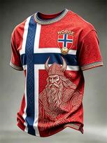 Norvegijos kryžiaus vėliava Vikingas 3D spausdinimas Greitai džiūstanti jaunimo futbolo marškinėliai S