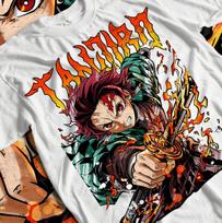 Tanjiro Demon Slayer T-Shirt, Nezuko Manga Black Tee, Kimetsu no Yaiba T-Shirt. S