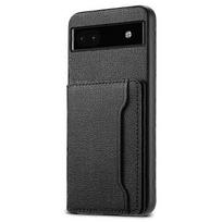 Compatible For Google Pixel 6a Cell Phone Case Calf Texture Leather+TPU+PC Card Holder Cover juoda