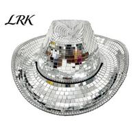 Flashy Mirror Hat Disco Western Cowboy for Men Women, Sparkly Silver Refractive Ball Music Festivals, Concerts, Party Style One Size A
