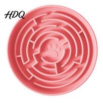Chew Resistant Dog Bowl Slow Feeder Bowl Silicone Maze Prevents Choking Odor rožinė
