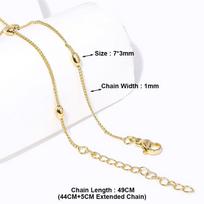 18K Gold Plated Brass Metal 3*7MM Beaded Rice Bead Chain Necklace 49CM Long Link Chain For Women's DIY Jewelry Accessories 2 Pieces