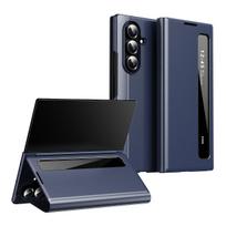 case for Samsung Z FOLD 7 6 5 4 3 Intelligent flip free answering protective case Edge window intelligent sleep leather cover Galaxy Z Fold7 mėlyna