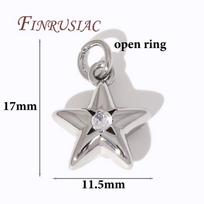 18K Gold Plated Metal Star Charms Accessories For Earrings,Brass with Zircon Pendants For Bracelets DIY Jewelry Making Supplies 1 piece