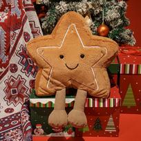 Funny Christmas Gingerbread Plush Cute Stuffed Toys with Smiling Face Soft Xmas Festive Home Holiday Party Decor Gifts for Kids 10-12cm žvaigždė