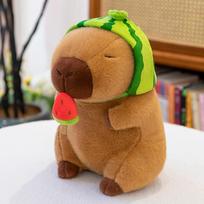 23/30cm Lovely Watermelon Capybara Plush Toy Stretchable Fluffy Capybara Doll Brown Animal Capybara Stuffed Doll Friends Gift 23cm