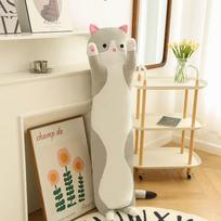 Long Cat Plush Body Pillow Creative Cute Animal Stuffed Cushion Soft Sofa Decorative Throw Pillow Large Sleeping Cushion Decor 50cm pilka spalva