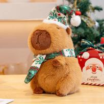 New Year Capybara With Red Hat Plush Doll Cute Capibara Anime Toy Kawaii Plushie Christmas Gift Soft Stuffed Animals 25cm