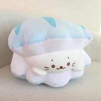 Squishy Blue Shell White Seal Doll Plush Toy Stuffed Funny Aquatic Animal Cosplay Kawaii Animal Pillow Back Support Cushion 40cmx32cmx25cm mėlyna