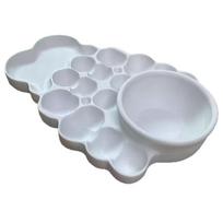 Creative Watercolor Paint Tray Reusable Multiple Compartments Watercolor Mixing Tray White Portable Painting Palette balta