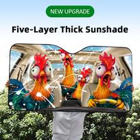 Crazy Rooster Car Crew Sun Visor Foil Windshield Sunshades UV Protector & Heat Shield Car Front Window Foldable