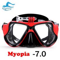 Myopia Diving mask with gopro mount Nearsighted  Lenses googles silicone glasses Short-sighted reading glasses Resin plastic