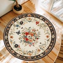 Retro Gėlės Apvalus Kilimėlis Apvalus Kilimas Vonios Kilimėlis Namų Dekoras Svetainė Virtuvės Kilimas Kilimai Miegamajam Dovana 60cmx60cm gray