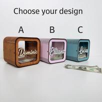 3D Wood & Acrylic Piggy Bank DIY Name Decor - Home & Office Children's Day Gift A