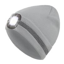 Reflective LED Headlight Beanie Factory Made Warm Knit Cap Custom logo Accepted Perfect for Outdoor Camping Hiking Winter Beanie 20*22cm pilka spalva