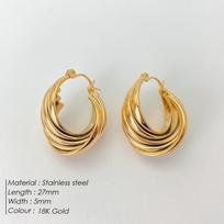 EManco ACC Style Minimalist Hoop Earrings with Mobius Loop Design and 18K Gold Plated Finishing TE19460 auksas