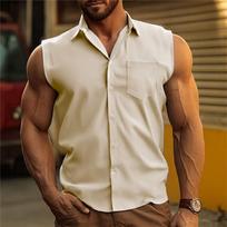Men's Lapel Vest With Pockets  Casual Sports Cardigan L smėlis