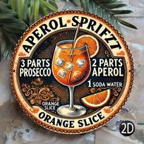 pc D Flat Vintage Aperol Spritz Recipe Metal Wall Art  cm Round Aluminum Sign Classic Bar Decor for Home Cafe Garage 20x20cm(8x8inch)