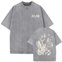 Washed Vintage Anime Jojo Bizarre Adventure Steel Ball Run T Shirt Men Manga Oversized Tshirt Male High Quality Cotton Tshirts 2XL