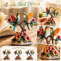 Acrylic Bird Figurine Handcrafted 2D Decorative Ornament for Home Desk Shelf Display One Size
