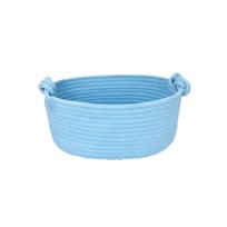 Cotton Rope Storage Basket with Knotted Handles, Woven Round Tray, Multi-Size Decorative for Bedroom, Bathroom, Kitchen Countertop S mėlyna