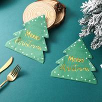 Christmas Tree Paper Napkins - Edible Soy Ink, Square Design for Parties & Restaurants 300 Packs