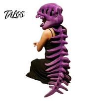 Halloween Party Accessory Dinosaur Skeleton Costume, 3D Spinosaurus Skull Masque Headpiece And Spine, Decor Plush Hood Costume for Halloween, Cosplay, 80 cm violetinė