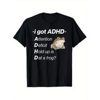 [ADHD Humor, Funny T-Shirt] Funny ADHD Humor T-Shirt - Hold Up Is Dat a Frog Graphic Tee - Soft Lightweight Casual Top for Adults - Men'S Everyday S juoda