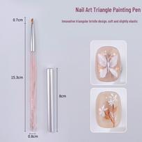 Nail Art Triangle Brush: Translucent Pink Acrylic Pen Holder for Painting Petals, Butterflies, Leaves