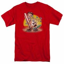 Betty Boop Banglenčių Animacinis Prekės Ženklas Paplūdimio Havajietiški Raudoni Unisex Marškinėliai S