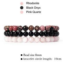 Natūralaus akmens apyrankių rinkiniai Obsidianas Hematitas Tigro akies karoliukai Apyrankės Vyrams Sveikatos apsaugai Sielos papuošalai 8mm Beads&18.5cm